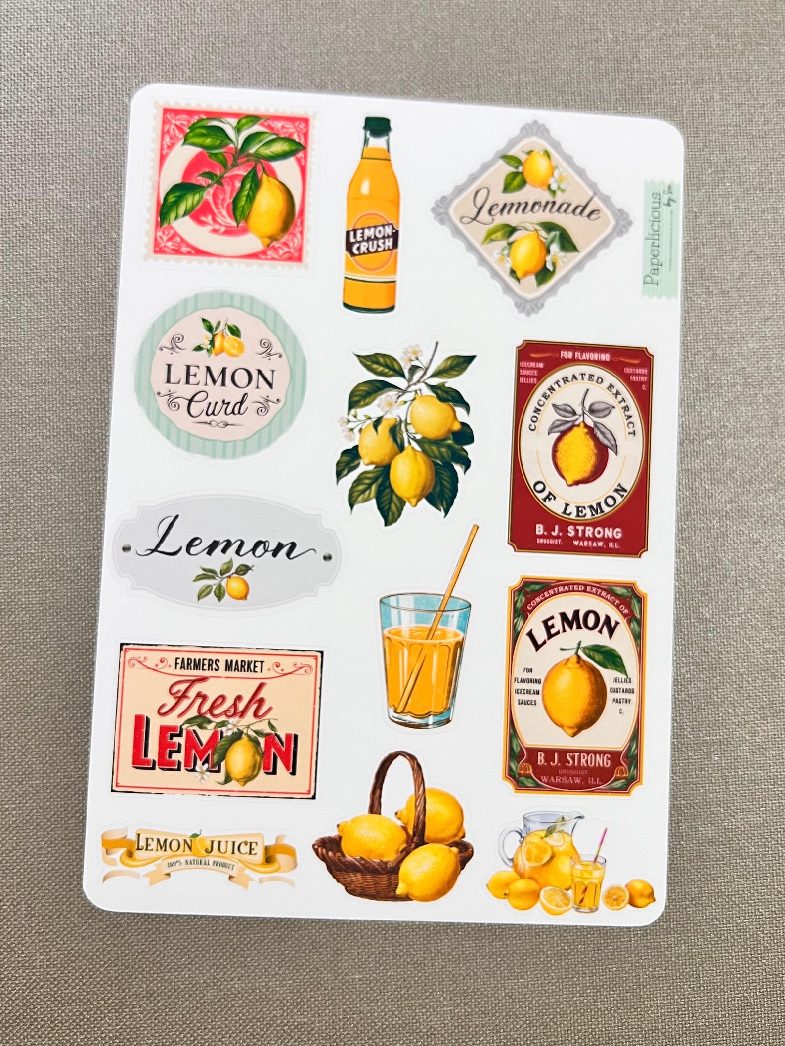 Vintage Lemon Label Sticker Sheet, Lemon Stickers, Lemonade Stickers ...