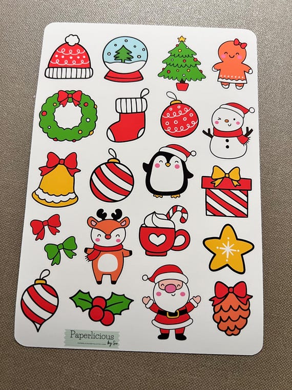 24 Blatt Weihnachts-Gesichtsaufkleber Für Kinder – Mix & Match, Elfe, Schneemann, Weihnachtsbaum, Zum Basteln