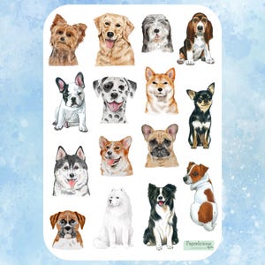 Aquarell Hund Aufkleber Blatt, Hund Aufkleber, niedliche Haustiere, Welpe, Tiere, Hundemama, Hundeliebhaber, Pfoten Freund, Planer, Journal, Scrapbooking