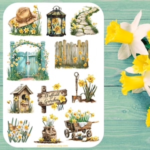 Stickervel narcissentuin, narcissticker, bloemenstickers, lente, tuin, bloemenstickers, planner, Bullet Journal, scrapbooking