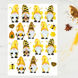 Aquarell Bienen, Aufkleber, Frühling, Garten, Wichtel, Bienen Aufkleber, Planer, Journal, Kalender, bujo, Aufkleber, Karte