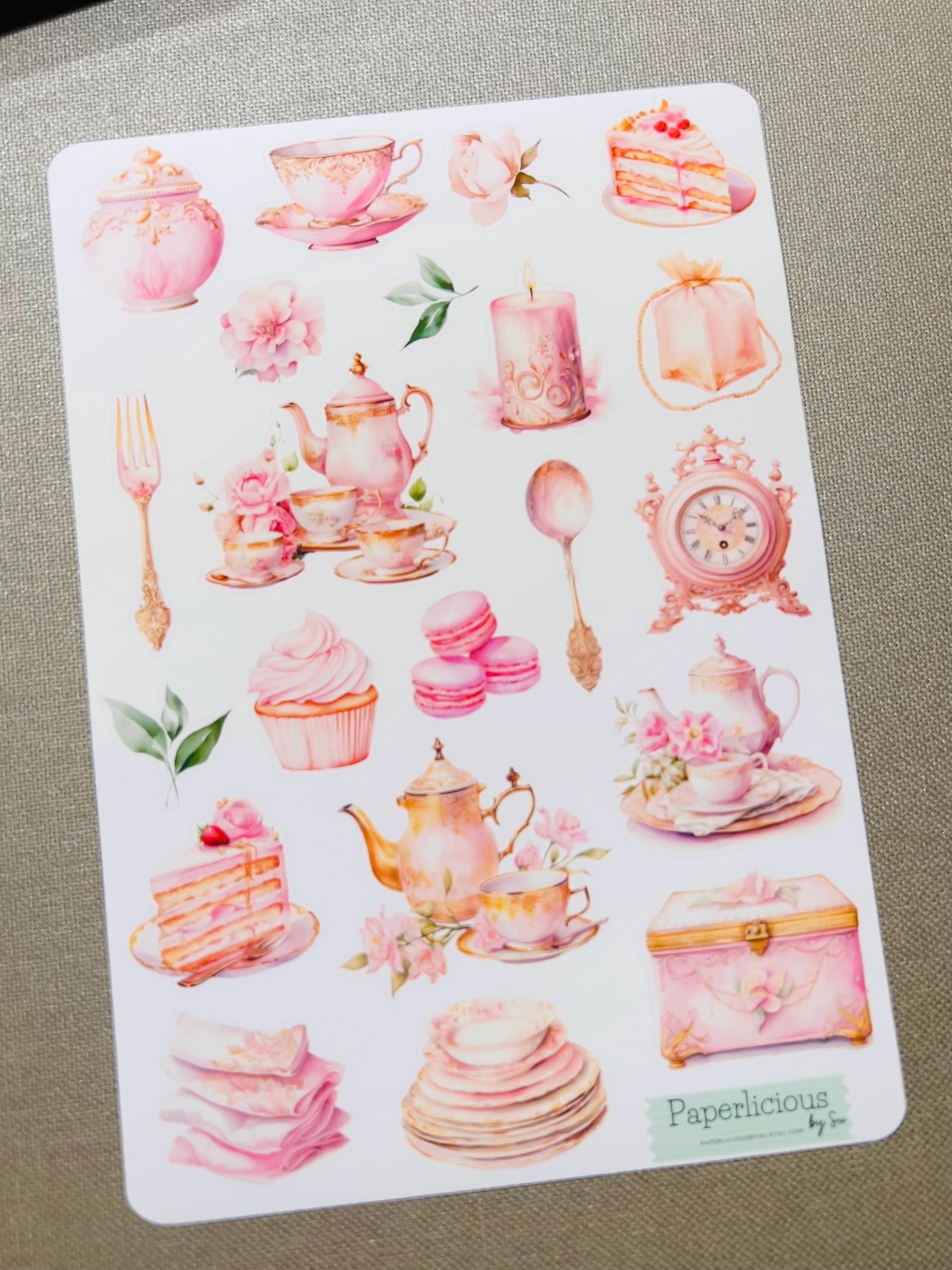 Tea Party Sticker Sheet, Tea Stickers, English Tea, Afternoon Tea ...