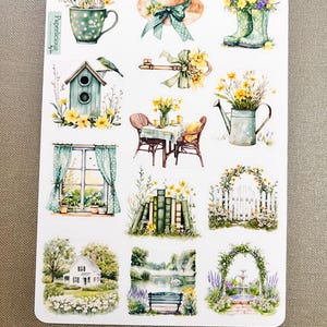 Floral Spring Garden Sticker Sheet, Watercolor Spring Stickers ...