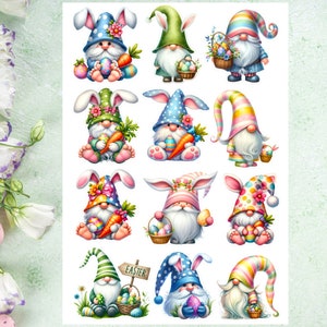 Easter Gnome Sticker Sheet, Easter Decor Stickers, Easter stickers, Happy Easter, Spring, Planner, Bullet Journal, Envelope Seal, Scrapbook