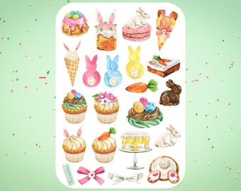 Aquarell Osterhase, Karotte, Ostern Aufkleber, Frühling, Osterdeko, Planer, Journal, Scrapbooking, Osterhase, Möhre, Backen