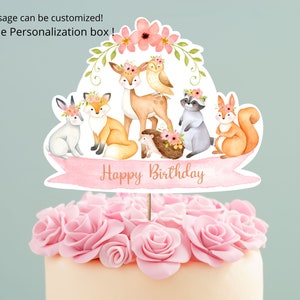 Printable Personalized Woodland Cake Topper Woodland Animals - Etsy
