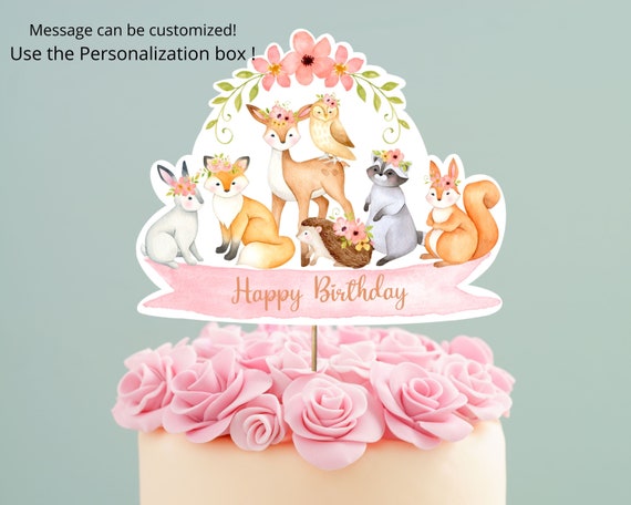 Printable Personalized Woodland Cake Topper Woodland Animals - Etsy