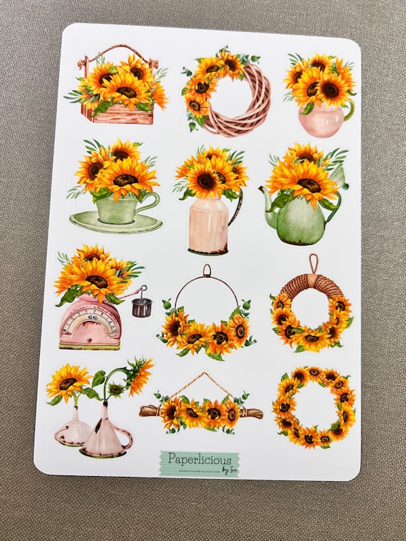 Pegatinas De Girasol Para Planificador: Diseño Vertical De Erin