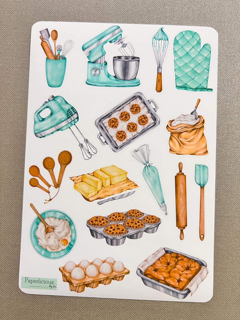Watercolor Baking Sticker Sheet, Baking Stickers, Cooking, Culinary ...