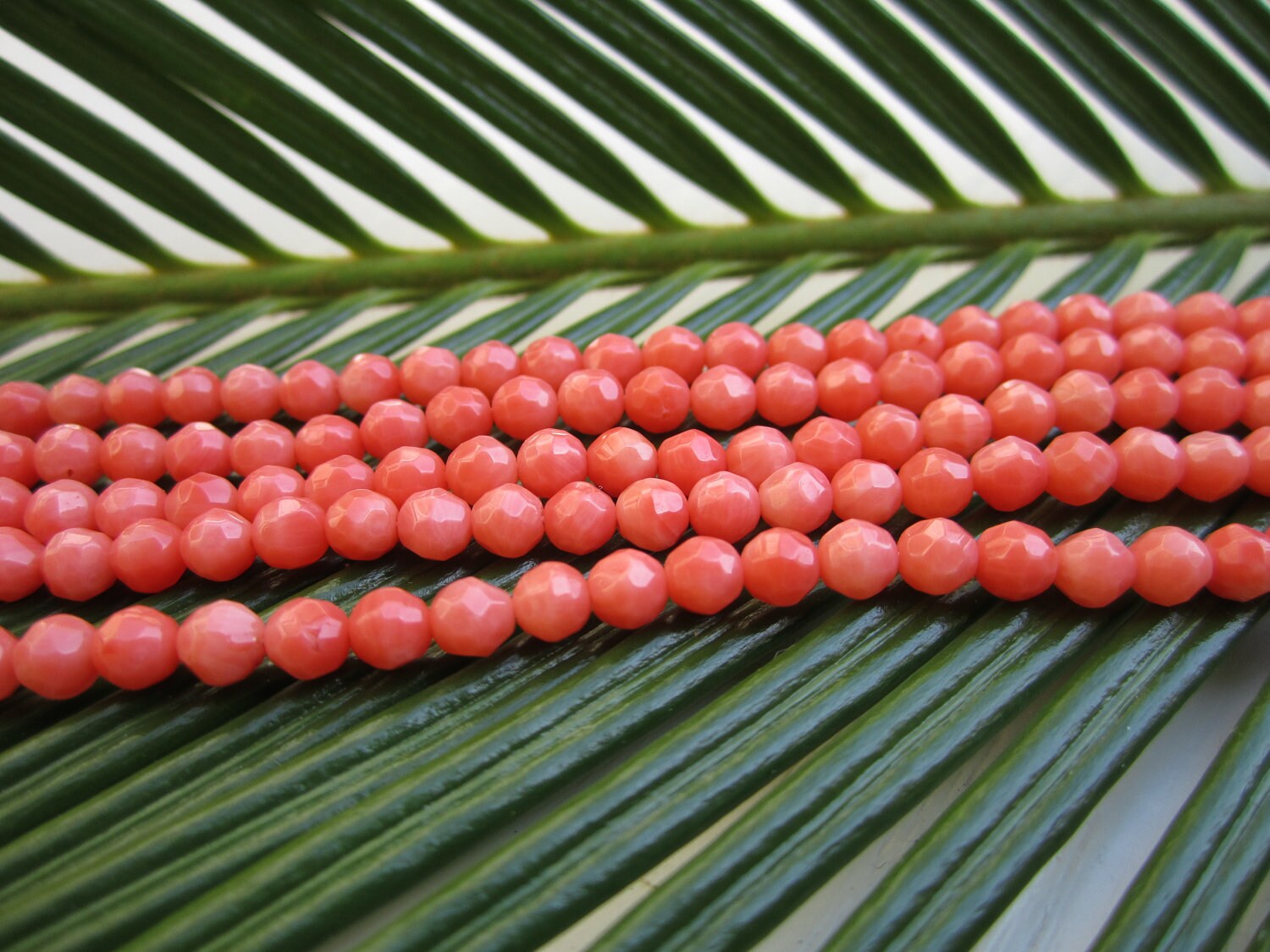 Natural Orange Coral Beads Faceted Rounds 4mm Full Strand Etsy