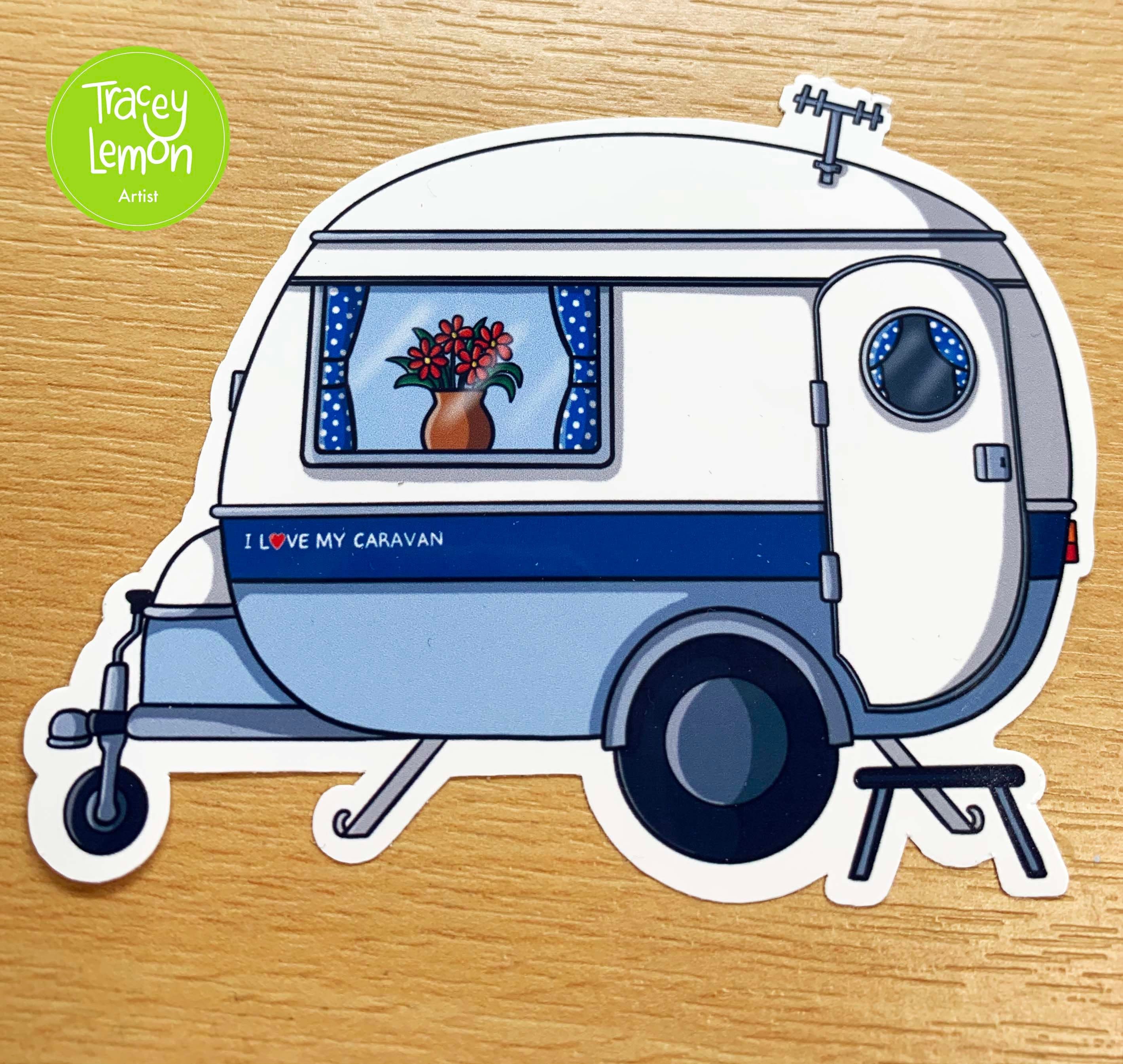 Caravan Sticker Blue I Love My Caravan Vinyl Sticker Etsy