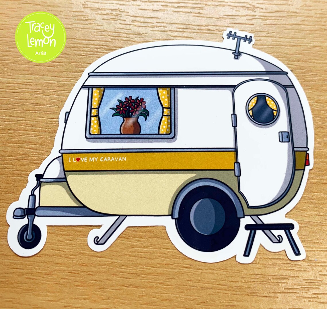 Caravan Sticker Yellow I Love My Caravan Vinyl Sticker Etsy