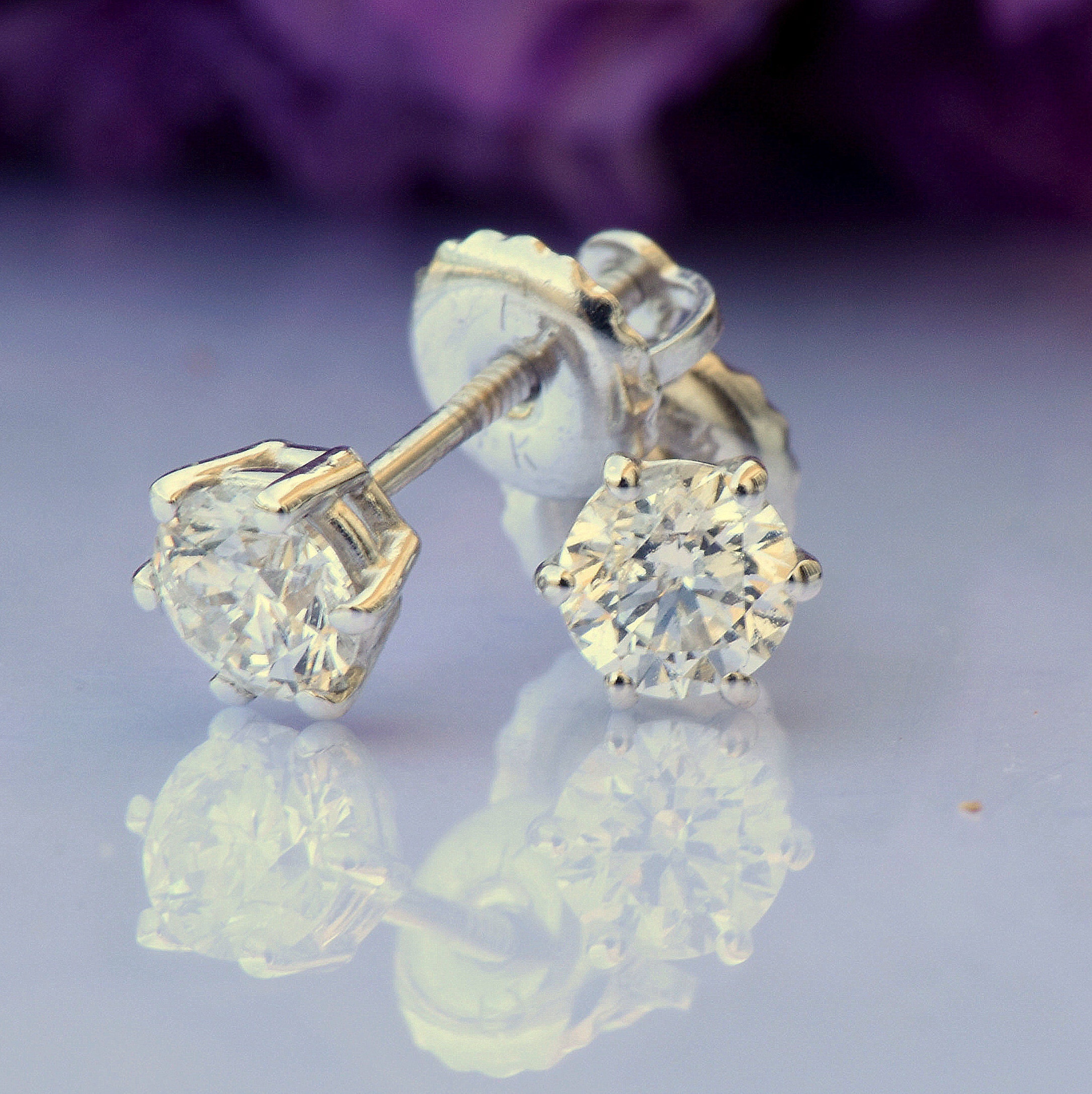 0.50 Ct Round Diamond Flower Stud Earrings 14K White Gold Over Christmas Gift 0.50 Ct Round Diamond Flower Stud Earrings 14K White Gold Over Christmas Gift