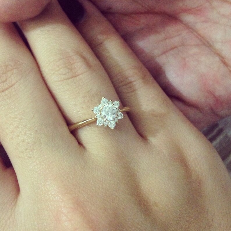 Diamond Flower Cluster Ring Floral Diamond Ring Romantic | Etsy