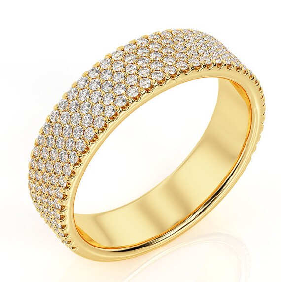 Wide Diamond Wedding Band-diamond Anniversary Ring-full | Etsy