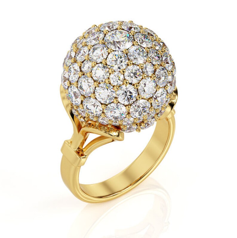 DISCO BALL Ring 18K Rose Gold Cocktail Ring Luxury Right Etsy