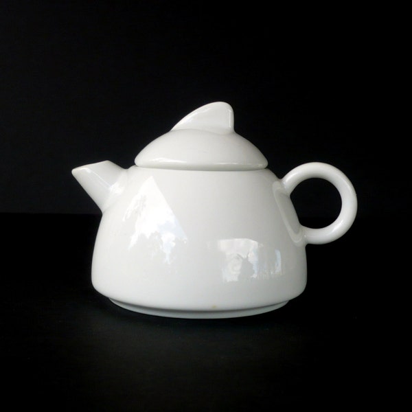 All White Decor  ,  Minimalist Porcelain Teapot  ,  Tea For One   ,   One Cup Teapot.