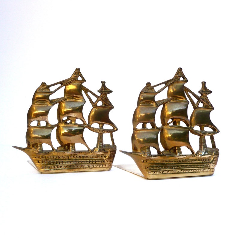 Brass Ship Bookends Nautical Brass Nauticalia London Etsy