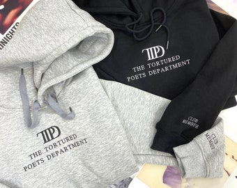 Club Member The Tortured Poets Department Embroidered Sweatshirt, TTPD Est 2024 Embroidered Crewneck, Taylor Swift Embroidered Hoodie
