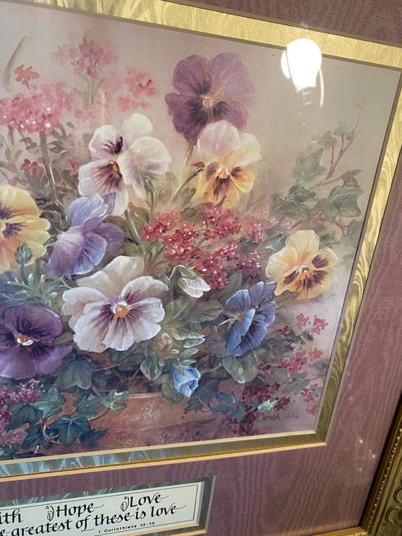 Lena Liu Potted Pansies Signed Numbered Lithograph With