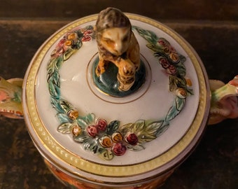Vintage Ornate Sugar Bowl Cherubs Serpents