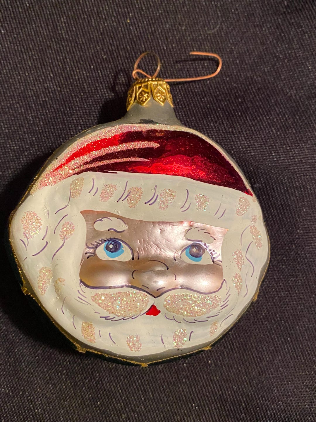 Vintage Blown Glass Double Sided Santa Ornament - Etsy