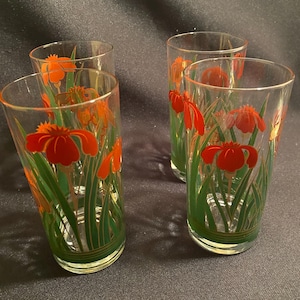 4 Culver Iris Cinnabar Highball Glasses