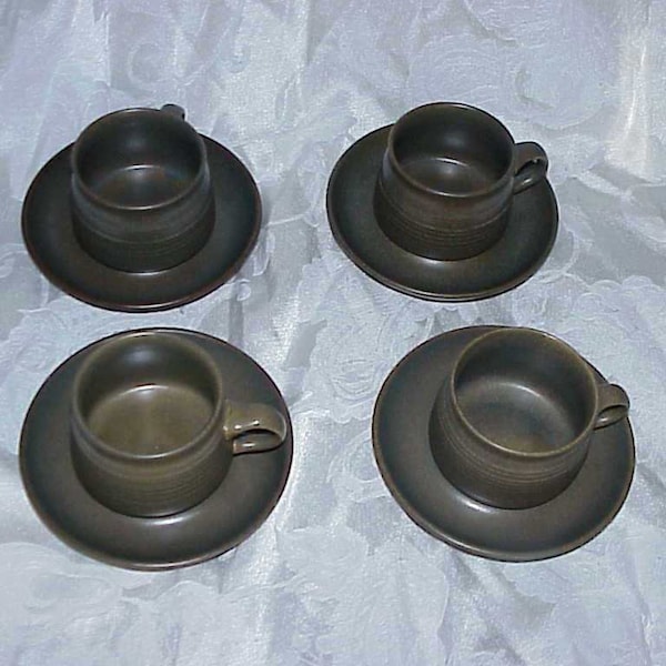 4 Denby Langley Sherwood Cups And Saucers