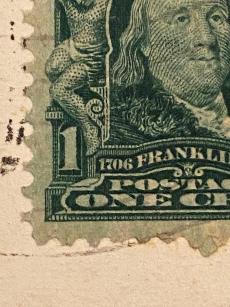 Rare 1902 Ben Franklin 1 Cent Stamp on 1908 Post Card Etsy
