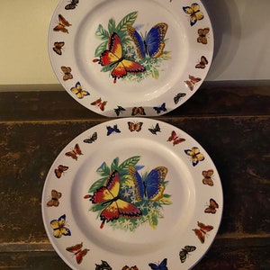 2 Tabletops Unlimited Butterflies Dinner Plate
