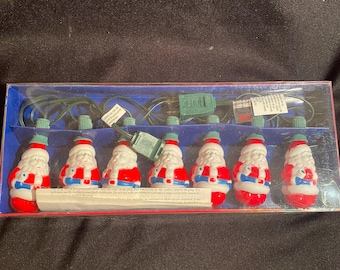 Juego de 7 bombillas luminosas de cristal con forma de adorno de Papá Noel