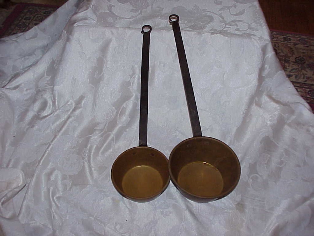 Pair of Antique Primitive Brass W/wrought Iron Handle Dippers/ladles - Etsy