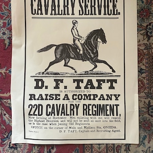 D.F. Taft Antique Civil War Cavalry Recruitment Poster