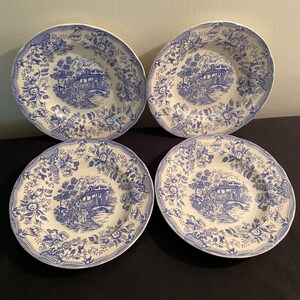 4 bols à soupe bleus et blancs Ironstone fabriqués en Italie