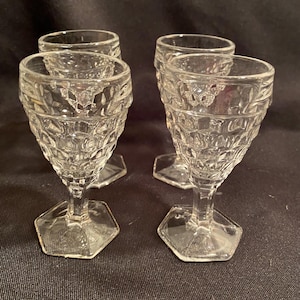 4 Fostoria American 4 1/2” Wine Glasses