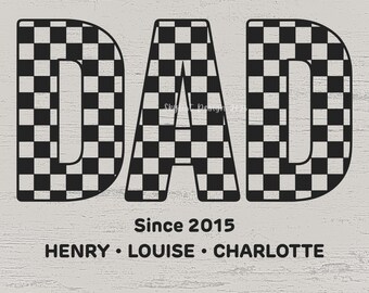 Personalized Kids Names Checkered Dad Father’s Day Digital Design instant download.