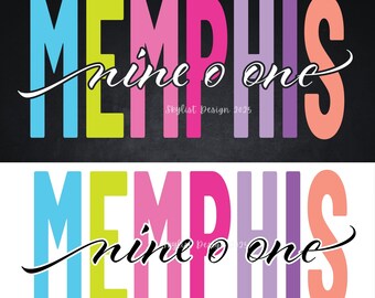 Memphis 901 fun color for Silhouette Studio and Cricut design space, cutting files, instant download