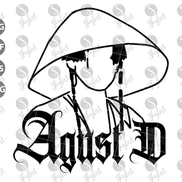 K-pop Agust D Suga for Silhouette studio and Cricut design space, cutting files, instant download