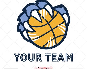 Basketball Claw Sports Team Customizable SVG for Silhouette studio and Cricut design space, cutting files, instant download