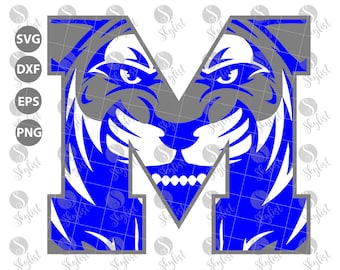 Memphis Tiger M voor Silhouette studio en Cricut ontwerpruimte, bestanden snijden, direct downloaden
