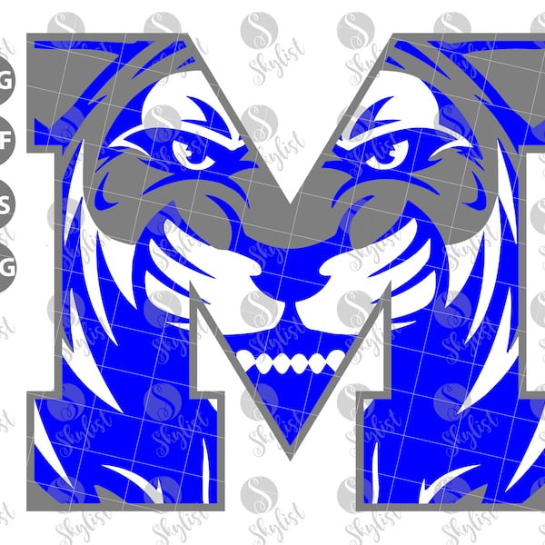Memphis Tiger M for Silhouette studio and Cricut design space, cutting files, instant download