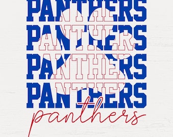 Panthers Stacked Mascot School Spirit Wear for Silhouette studio and Cricut design space, cutting files, instant download