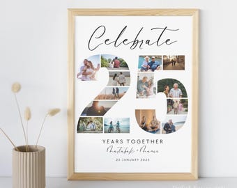 25 years anniversary Canva frame drag and drop, simple and easy edit in CANVA, digital instant download