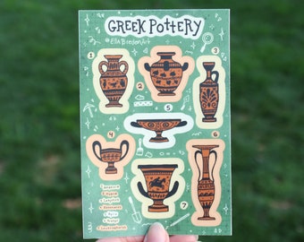 Greek Pottery Sticker Sheet | Ancient Greek Inspired | Laptop sticker | Waterproof | Vinyl Sticker | Hydroflask Sticker