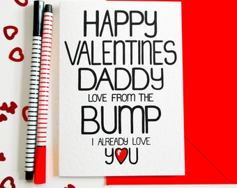 Valentine's Card Daddy To Be, Valentines Card from the Bump, Happy Valentines Daddy Love from the Bump I Already Love You, Father To Be Card