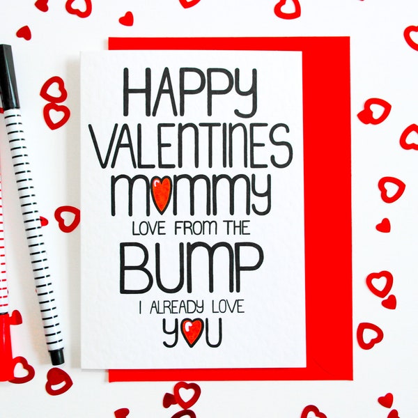 Bump Valentine's Day card, Mommy Love from the Bump I Already Love You, Valentine's Card for Mum to be, Expectant Mother, Mummy to be