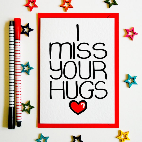 I Miss Your Hugs Card, Thinking Of You Card, Friendship Card, Long Distance Card, Faraway Card For Mum, Dad, Daughter, Son, Sister, Friend