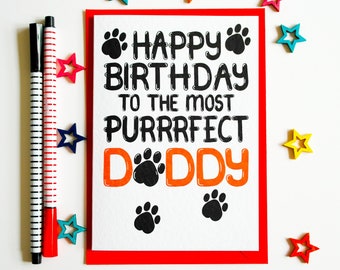 Cat Dad Birthday Card, Birthday Card From The Cat, Happy Birthday To The Most Purrrfect Daddy, Best Cat Dad From The Cat, Card from Pet