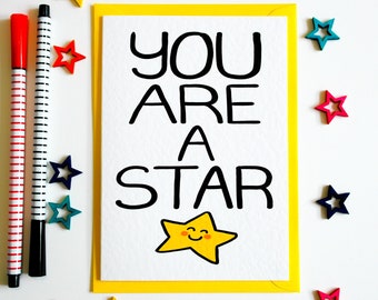 You Are A Star Birthday card, Exam Congratulations Card, Thinking Of You Card, Well Done Card, Just Because Card, Graduation Card