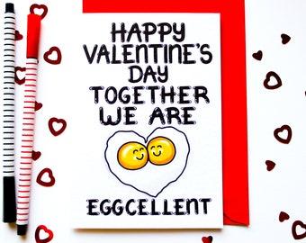 Funny Valentine's Card, Eggs Valentine's Card, Food Pun Valentine Greeting Card, Fried Egg Card For Boyfriend, Girlfriend, Husband, Wife